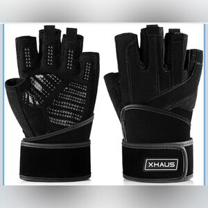 Xhaus Weight Lifting Gym Workout Gloves Wrist Wrap Support,Breathable Large